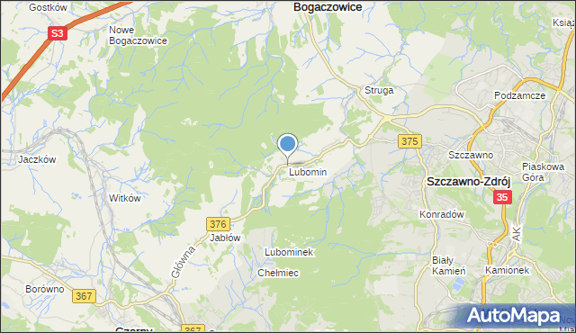 mapa Lubomin, Lubomin gmina Stare Bogaczowice na mapie Targeo